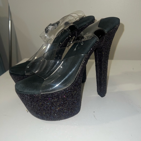 Ellie Shoes - Ellie Black Sparkly platform heels
